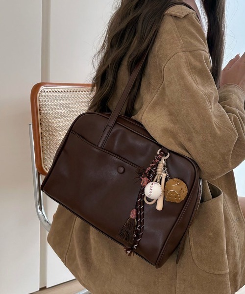 セール】フロントポケットスクエアボストンバッグ/通勤通学/A4サイズ