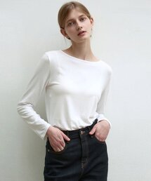 NICK&NICOLE（ニックアンドニコール）の「[ESSENTIAL] ESSENTIAL BOAT NECK TOP_WHITE（Tシャツ/カットソー）」