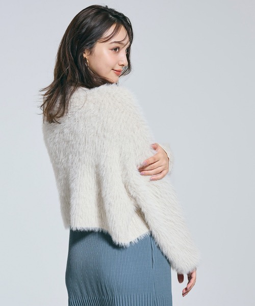 coca(coca)(コカ)の「シャギーリボン2wayニットカーディガン(カーディガン/ボレロ・レディース・チャコール/ライトグレー・M/L)」の4枚目の写真