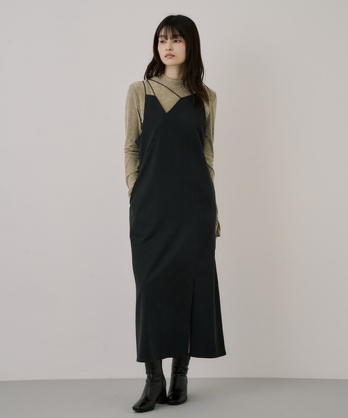 UNITED TOKYO(ユナイテッドトウキョウ)の「フィブリルアシメキャミワンピース|ウォッシャブル/セットアップ/オフィスカジュアル/オケージョン/ストレッチ/春服(ワンピース・レディース・グレー/ブラック・1/2)」の9枚目の写真