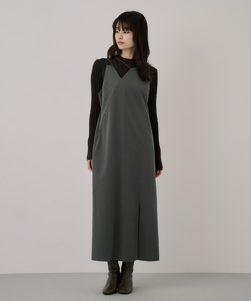 UNITED TOKYO(ユナイテッドトウキョウ)の「フィブリルアシメキャミワンピース|ウォッシャブル/セットアップ/オフィスカジュアル/オケージョン/ストレッチ/春服(ワンピース・レディース・グレー/ブラック・1/2)」の20枚目の写真