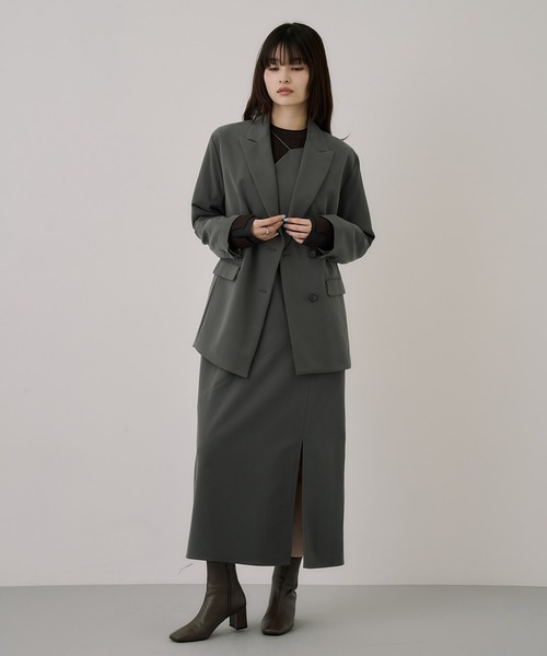 UNITED TOKYO(ユナイテッドトウキョウ)の「フィブリルアシメキャミワンピース|ウォッシャブル/セットアップ/オフィスカジュアル/オケージョン/ストレッチ/春服(ワンピース・レディース・グレー/ブラック・1/2)」の22枚目の写真