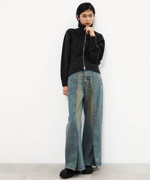 STUDIOUS（ステュディオス）の「【STUDIOUS/ステュディオス】Cashmere Wool Drivers Knit/カシミアウールドライバーズニット（ニット/セーター・レディース・ピンク/モカ/ダークグレー・FREE）」の9枚目の写真