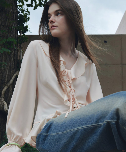 Chiffon Ruffle Blouse (Peach)