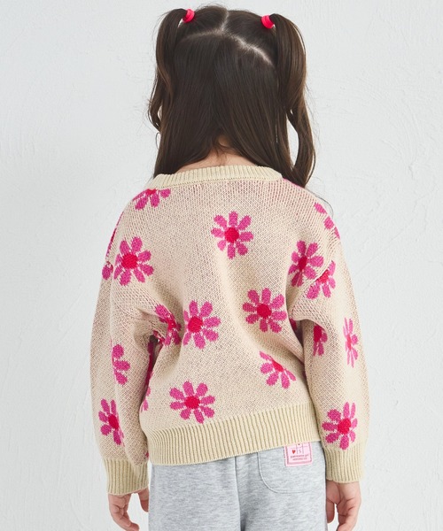 pairmanon(ペアマノン)の「ユニセックス フラワージャガード 総柄 ニット(ニット/セーター・キッズ・アイボリー/ネイビー・XS/S/M/L)」の3枚目の写真