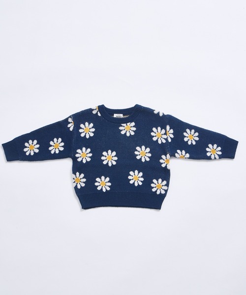 pairmanon(ペアマノン)の「ユニセックス フラワージャガード 総柄 ニット(ニット/セーター・キッズ・アイボリー/ネイビー・XS/S/M/L)」の14枚目の写真