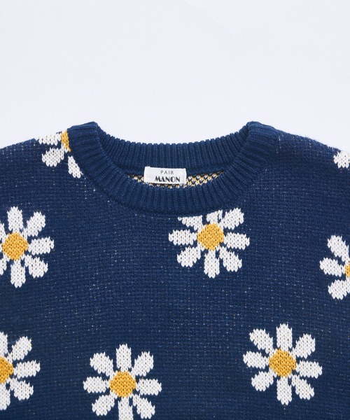 pairmanon(ペアマノン)の「ユニセックス フラワージャガード 総柄 ニット(ニット/セーター・キッズ・アイボリー/ネイビー・XS/S/M/L)」の16枚目の写真