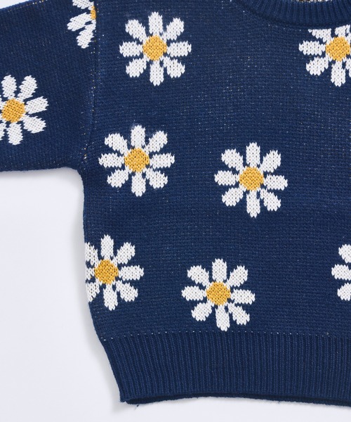 pairmanon(ペアマノン)の「ユニセックス フラワージャガード 総柄 ニット(ニット/セーター・キッズ・アイボリー/ネイビー・XS/S/M/L)」の17枚目の写真