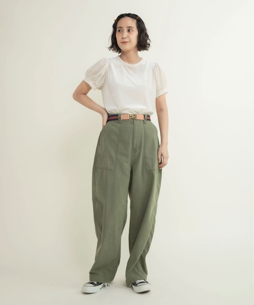 CHILD WOMAN（チャイルドウーマン）の「シアーベロア パフスリーブTシャツ（Tシャツ/カットソー・レディース・アイボリー/ブラウン・FREE）」の7枚目の写真