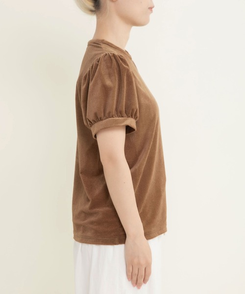 CHILD WOMAN（チャイルドウーマン）の「シアーベロア パフスリーブTシャツ（Tシャツ/カットソー・レディース・アイボリー/ブラウン・FREE）」の18枚目の写真