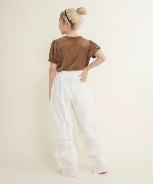 CHILD WOMAN（チャイルドウーマン）の「シアーベロア パフスリーブTシャツ（Tシャツ/カットソー・レディース・アイボリー/ブラウン・FREE）」の16枚目の写真