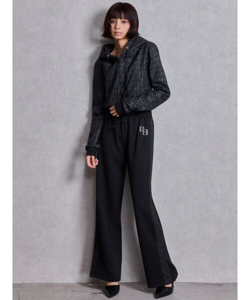 GYDA（ジェイダ）の「GG chain glitter print shortパーカー（パーカー・レディース・ブラック/グレー・FREE）」の5枚目の写真