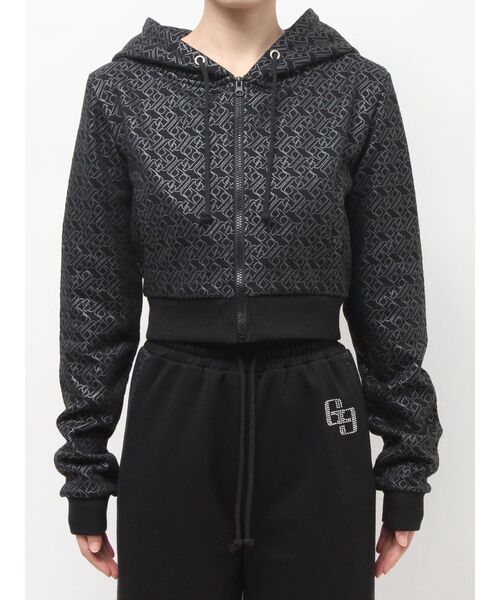 GYDA（ジェイダ）の「GG chain glitter print shortパーカー（パーカー・レディース・ブラック/グレー・FREE）」の22枚目の写真