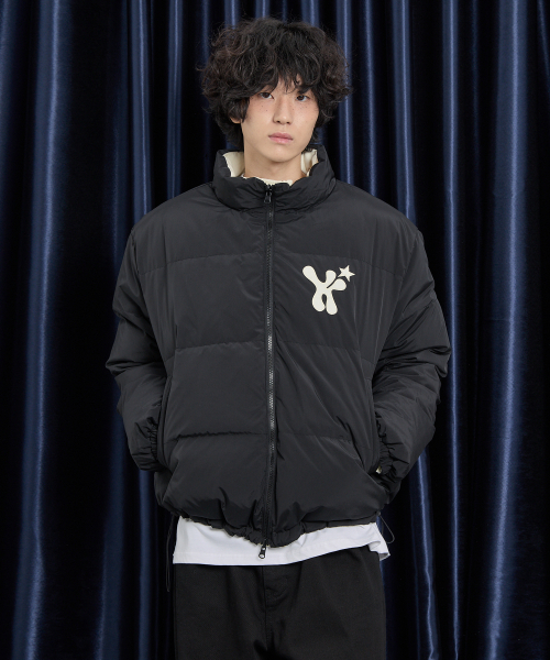 Wai Kei リバーシブルダウンジャケット スターロゴリバーシブルコーデュロイショートパディングアイボリー