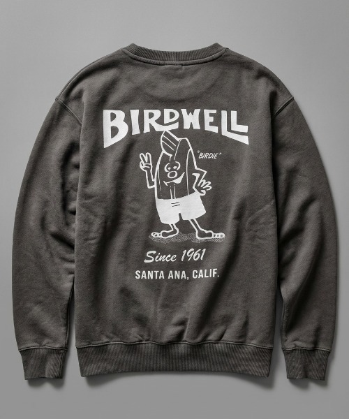 BIRDWELL(バードウェル)の「【BIRDWELL/バードウェル】61 PGM SWEATSHIRT-JP 日本別注 ピグメント加工 ブランドロゴ バックプリント スウェット トレーナー(スウェット・メンズ・グレー/ブルー・X-LARGE/SMALL/MEDIUM/LARGE)」の1枚目の写真