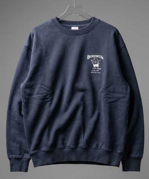 BIRDWELL(バードウェル)の「【BIRDWELL/バードウェル】61 PGM SWEATSHIRT-JP 日本別注 ピグメント加工 ブランドロゴ バックプリント スウェット トレーナー(スウェット・メンズ・グレー/ブルー・X-LARGE/SMALL/MEDIUM/LARGE)」の2枚目の写真