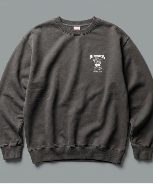 BIRDWELL(バードウェル)の「【BIRDWELL/バードウェル】61 PGM SWEATSHIRT-JP 日本別注 ピグメント加工 ブランドロゴ バックプリント スウェット トレーナー(スウェット・メンズ・グレー/ブルー・X-LARGE/SMALL/MEDIUM/LARGE)」の3枚目の写真