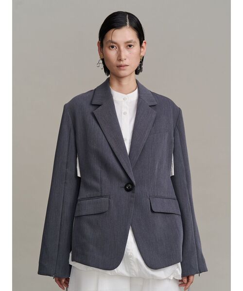 UN3D.（アンスリード）の「FRONT BACK DOCKING JACKET【セットアップ着用可能】 / フロントバックドッキングジャケット（テーラードジャケット・レディース・ブラック/グレー・36/38）」の10枚目の写真