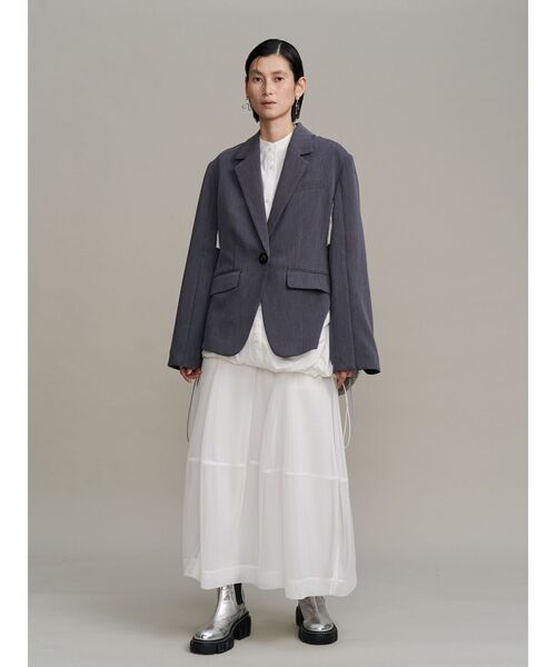 UN3D.（アンスリード）の「FRONT BACK DOCKING JACKET【セットアップ着用可能】 / フロントバックドッキングジャケット（テーラードジャケット・レディース・ブラック/グレー・36/38）」の9枚目の写真