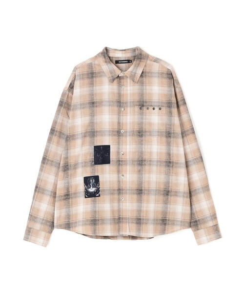 NOT4NERD(ノットフォーナード)の「NOT4NERD/ノットフォーナード/Temple Patch Checkered Shirt(シャツ/ブラウス・メンズ・ブラウン/モスグリーン・XL/L/M)」の5枚目の写真