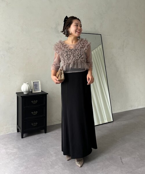 prose verse(プロズヴェール)の「【MOMO】シアーフリルビスチェレイヤードキャミドレス(ドレス・レディース・ブラウン/ブラック系その他・MEDIUM/PL/PM/LARGE)」の16枚目の写真