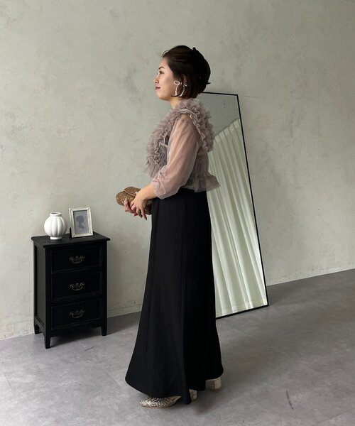 prose verse(プロズヴェール)の「【MOMO】シアーフリルビスチェレイヤードキャミドレス(ドレス・レディース・ブラウン/ブラック系その他・MEDIUM/PL/PM/LARGE)」の17枚目の写真