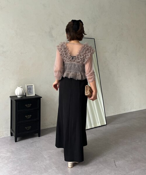 prose verse(プロズヴェール)の「【MOMO】シアーフリルビスチェレイヤードキャミドレス(ドレス・レディース・ブラウン/ブラック系その他・MEDIUM/PL/PM/LARGE)」の20枚目の写真