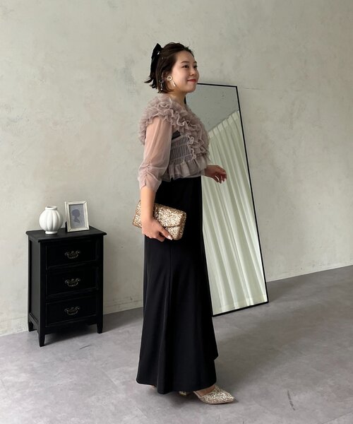 prose verse(プロズヴェール)の「【MOMO】シアーフリルビスチェレイヤードキャミドレス(ドレス・レディース・ブラウン/ブラック系その他・MEDIUM/PL/PM/LARGE)」の21枚目の写真