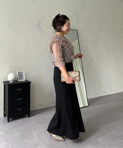 prose verse(プロズヴェール)の「【MOMO】シアーフリルビスチェレイヤードキャミドレス(ドレス・レディース・ブラウン/ブラック系その他・MEDIUM/PL/PM/LARGE)」の10枚目の写真