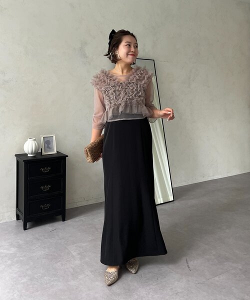 prose verse(プロズヴェール)の「【MOMO】シアーフリルビスチェレイヤードキャミドレス(ドレス・レディース・ブラウン/ブラック系その他・MEDIUM/PL/PM/LARGE)」の11枚目の写真