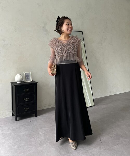 prose verse(プロズヴェール)の「【MOMO】シアーフリルビスチェレイヤードキャミドレス(ドレス・レディース・ブラウン/ブラック系その他・MEDIUM/PL/PM/LARGE)」の12枚目の写真