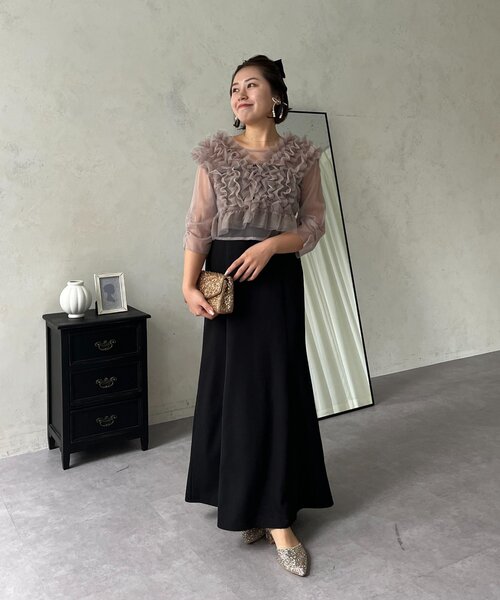 prose verse(プロズヴェール)の「【MOMO】シアーフリルビスチェレイヤードキャミドレス(ドレス・レディース・ブラウン/ブラック系その他・MEDIUM/PL/PM/LARGE)」の13枚目の写真