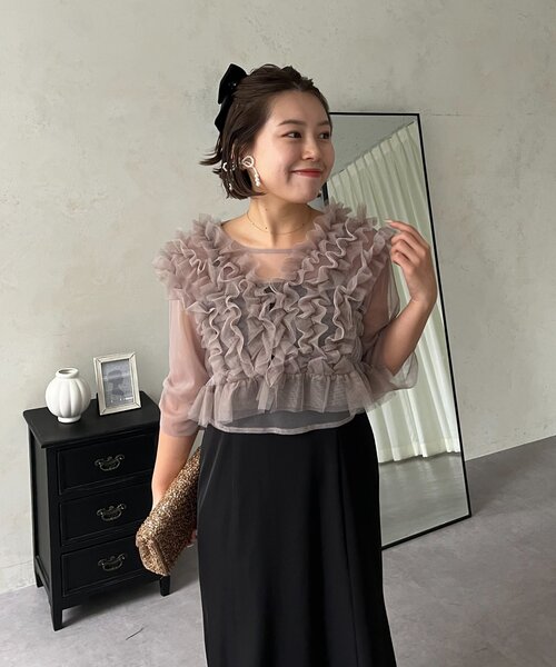 prose verse(プロズヴェール)の「【MOMO】シアーフリルビスチェレイヤードキャミドレス(ドレス・レディース・ブラウン/ブラック系その他・MEDIUM/PL/PM/LARGE)」の14枚目の写真