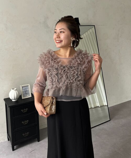 prose verse(プロズヴェール)の「【MOMO】シアーフリルビスチェレイヤードキャミドレス(ドレス・レディース・ブラウン/ブラック系その他・MEDIUM/PL/PM/LARGE)」の15枚目の写真