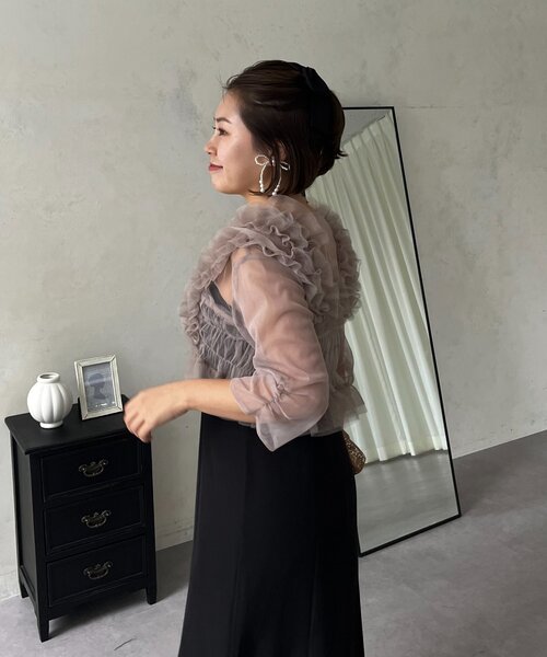 prose verse(プロズヴェール)の「【MOMO】シアーフリルビスチェレイヤードキャミドレス(ドレス・レディース・ブラウン/ブラック系その他・MEDIUM/PL/PM/LARGE)」の5枚目の写真