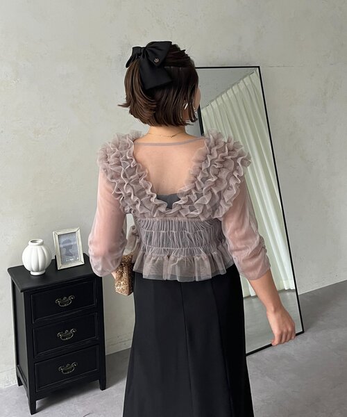 prose verse(プロズヴェール)の「【MOMO】シアーフリルビスチェレイヤードキャミドレス(ドレス・レディース・ブラウン/ブラック系その他・MEDIUM/PL/PM/LARGE)」の6枚目の写真