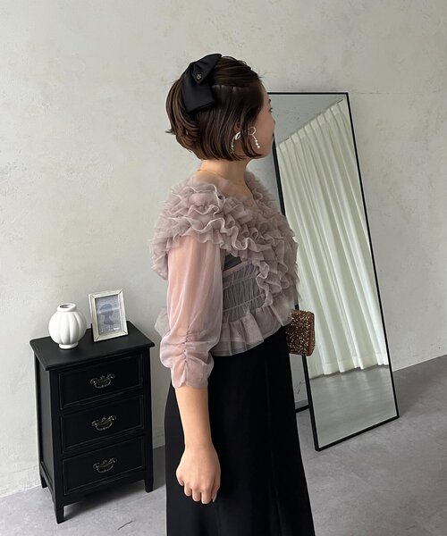 prose verse(プロズヴェール)の「【MOMO】シアーフリルビスチェレイヤードキャミドレス(ドレス・レディース・ブラウン/ブラック系その他・MEDIUM/PL/PM/LARGE)」の8枚目の写真