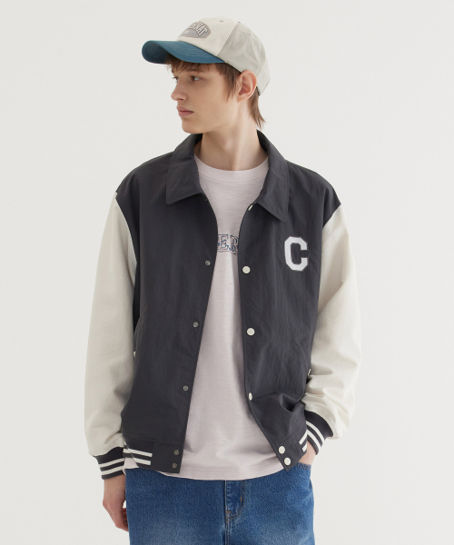 COVERNAT(カバーナット)の「Cロゴカラー バーシティジャケット チャコール(スタジャン・レディース・その他・X-SMALL/SMALL/MEDIUM/LARGE/X-LARGE/XX-LARGE)」の1枚目の写真