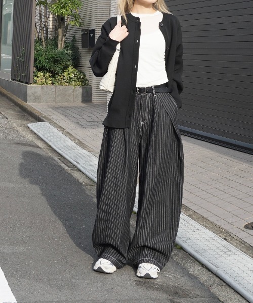 Jayne K(ジェーンケー)の「【Jayne K/ジェーン ケー】カーブストライプパンツ(デニムパンツ・メンズ・ブラック・MEDIUM/LARGE)」の11枚目の写真