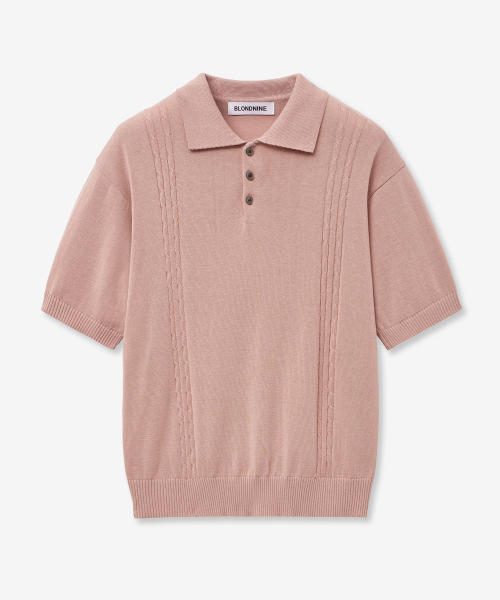 BLOND9(ブロンドナイン)の「ソフトケーブルカラー半袖ニット_ピンク(ニット/セーター・メンズ・その他・LARGE/MEDIUM/X-LARGE)」の5枚目の写真