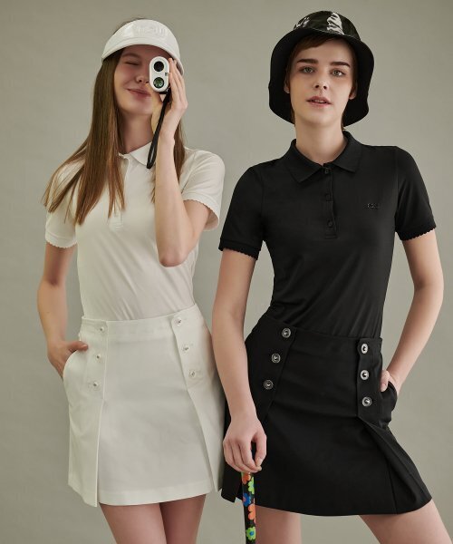 NEU GOLF(エヌイーユーゴルフ)の「ウェーブカラーTシャツ - ブラック(ポロシャツ・レディース・その他・LARGE/MEDIUM/SMALL)」の2枚目の写真