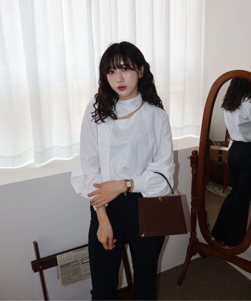 BIBYSEOB（バイバイソプ）の「アンバランススカーフブラウスブラック[T51]（シャツ/ブラウス・レディース・ブラック・FREE）」の6枚目の写真
