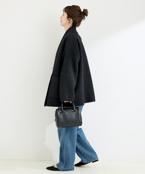 B.C STOCK コート アウター ブークレージャージ着流しコート ブラック B.C STOCK（ベーセーストック） コート アウター ブークレージャージ