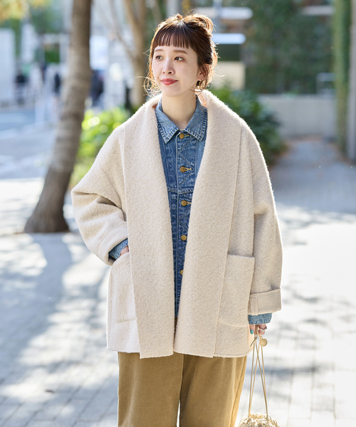 B.C STOCK（ベーセーストック）の「《追加》ブークレージャージ着流しコート（その他アウター・レディース・ブラック/ベージュ・FREE）」の20枚目の写真