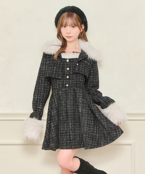 apres jour（アプレジュール）の「【セット着用可能】ファー付きツイードショートジャケット（テーラードジャケット・レディース・アイボリー/ピンクベージュ/ブラック/ボルドー・フリー/X-LARGE）」の11枚目の写真