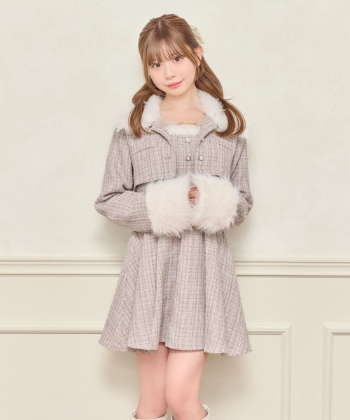 apres jour（アプレジュール）の「【セット着用可能】ファー付きツイードショートジャケット（テーラードジャケット・レディース・アイボリー/ピンクベージュ/ブラック/ボルドー・フリー/X-LARGE）」の17枚目の写真