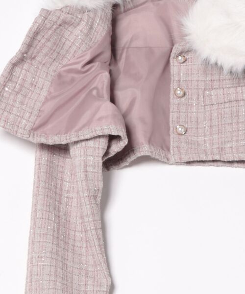 セット着用可能】ファー付きツイードショートジャケット（テーラード