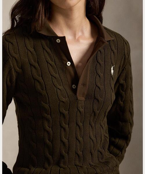 ポロ ラルフ ローレン ケーブルニット コットン ロングスリーブ ポロシャツ ケーブルニット コットン ロングスリーブ ポロシャツ（ポロシャツ