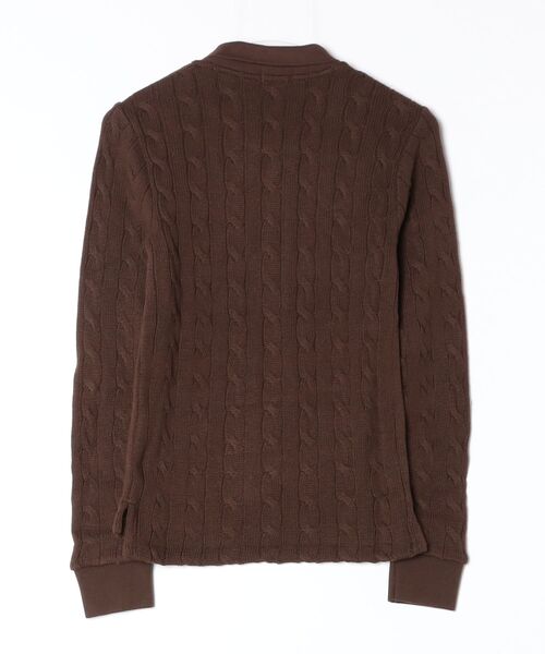 ケーブルニット コットン ロングスリーブ ポロシャツ（ポロシャツ