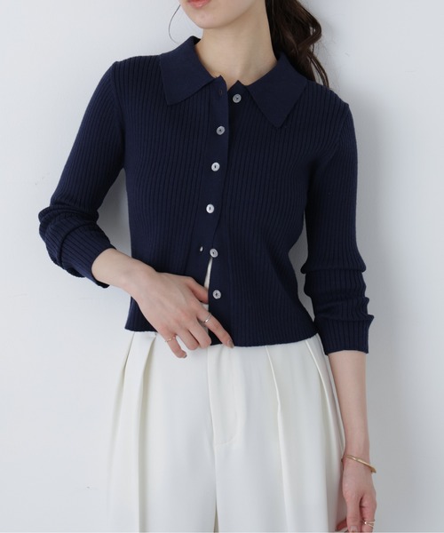 FREE'S MART(フリーズマート)の「◇〈MFM〉きらきらボタン襟ニット(ニット/セーター・レディース・ブラック/グレー/ネイビー/ホワイト/ピンク・FREE)」の4枚目の写真